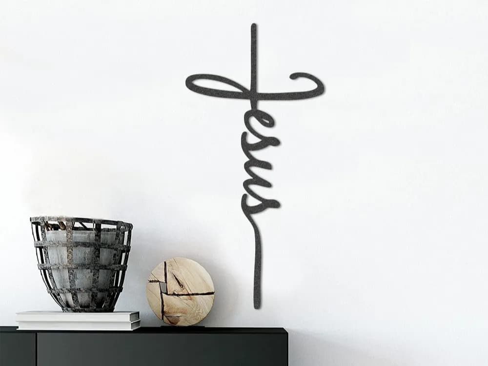 Cruz Minimalista Jesus Cursivo